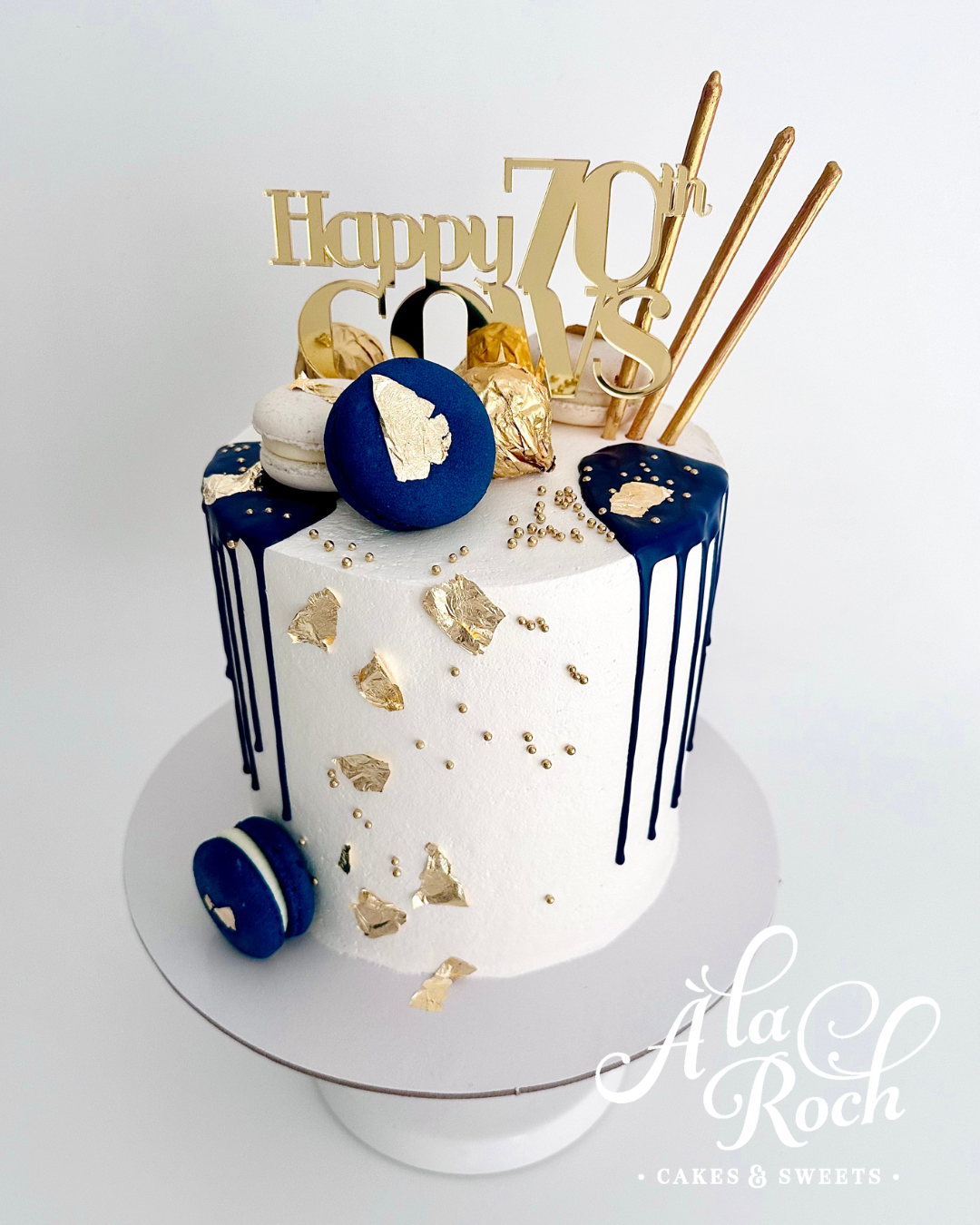Navy Drip with Gold Cake » Navy Drip with Gold Cake